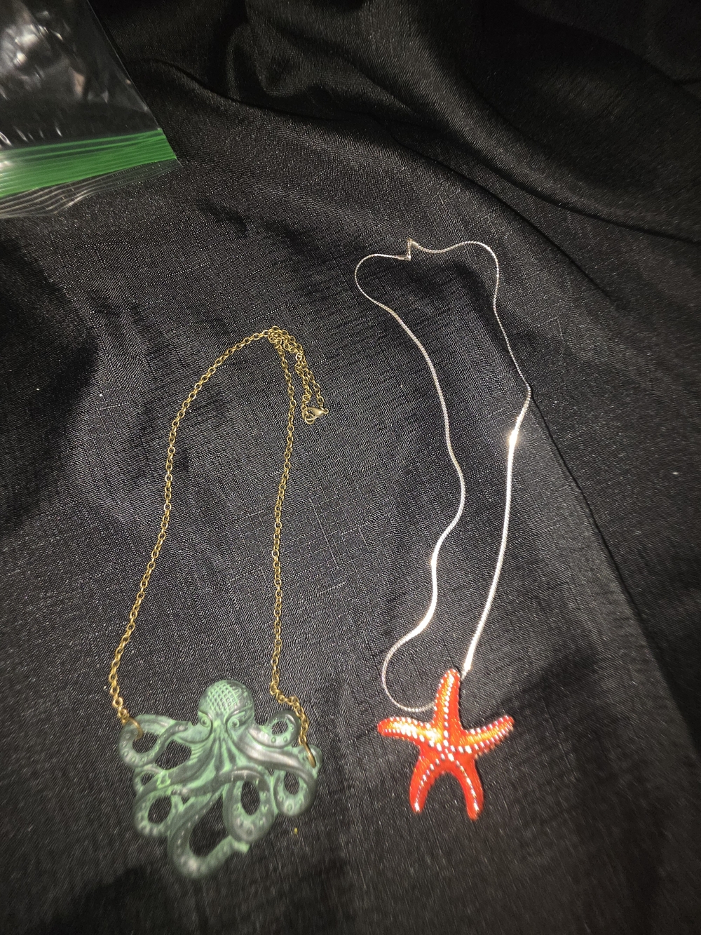 Ocean Charm Necklace Set — Green Octopus & Red Starfish
